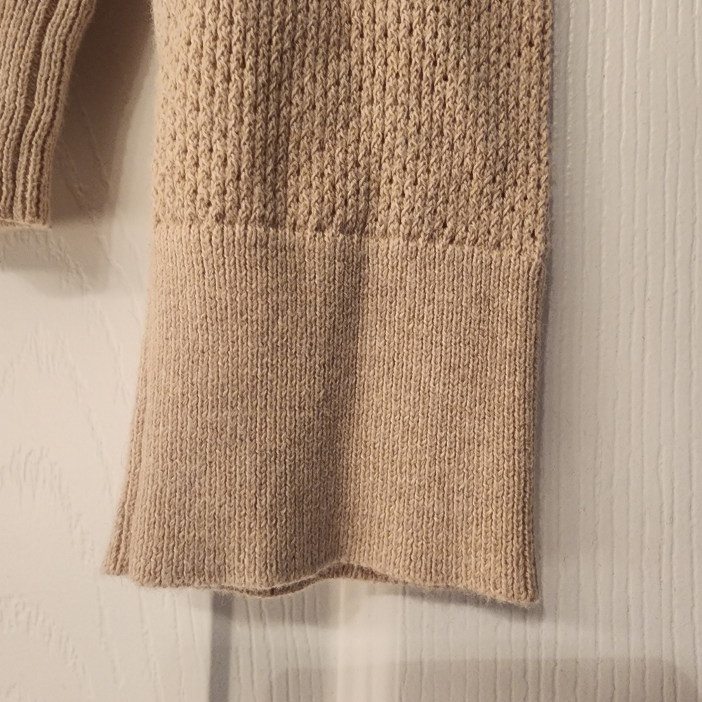 One Grey Day Pullover Open Knit Crewneck Sweater In Tan Size XS - Picture 9 of 12